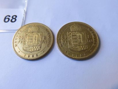 Gold coins - Hungary - Lot of 2 x 20 Forint...