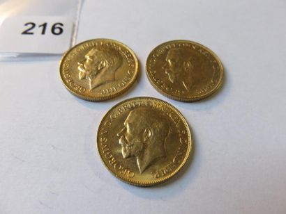 Monnaies or - Australie - Lot de 3 x Souverain...