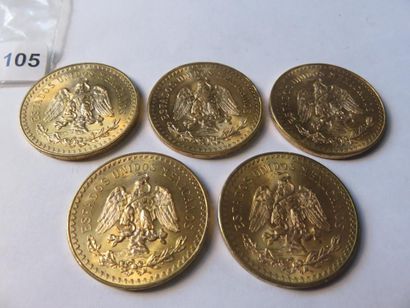 Gold Coins - Mexico - Lot of 5 x 50 Pesos...