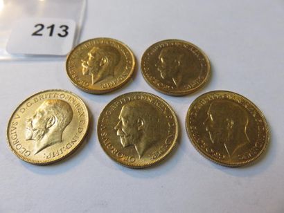 Monnaies or - Australie - Lot de 5 x Souverain...