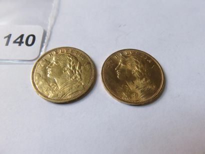 Gold coins - Switzerland - Lot of 2 x 20...