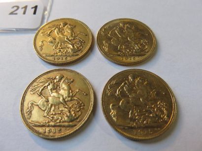 Monnaies or - Australie - Lot de 4 x Souverain...