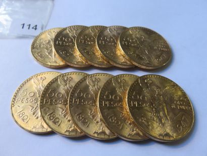Gold Coins - Mexico - Lot of 10 x 50 Pesos...