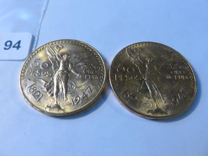 Gold coins - Mexico - Lot of 2 x 50 Pesos...