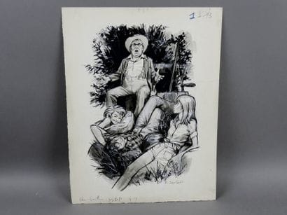 JOUBERT (Pierre) - Original drawing in Indian...
