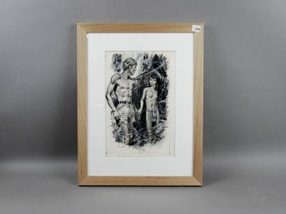 JOUBERT (Pierre) - Original drawing in Indian...