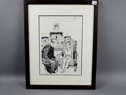 JOUBERT (Pierre) - Original ink drawing signed...