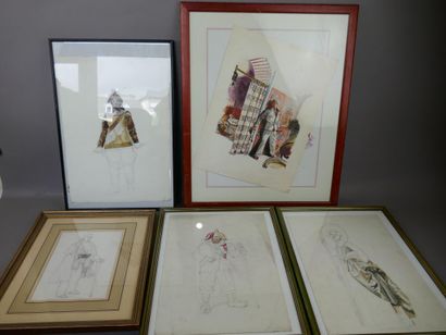 Lot of about thirty original drawings (including...