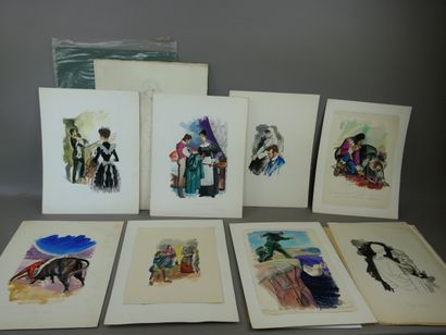 Lot of about thirty original drawings (including...