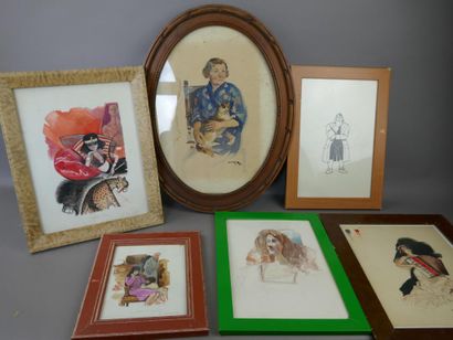 Lot of about thirty original drawings (including...