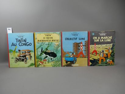 HERGE / TINTIN - Set of 4 albums : Tintin...