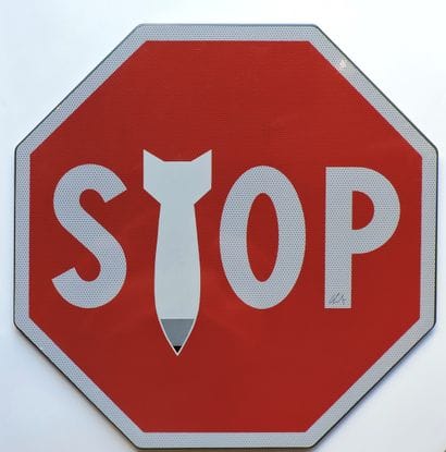 CLET né en 1966
Stop Bomb, 2022. 
Papier...