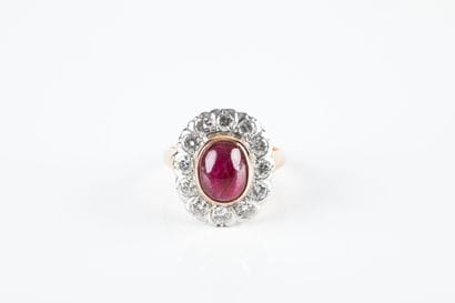 Yellow gold and platinum pompadour ring,...