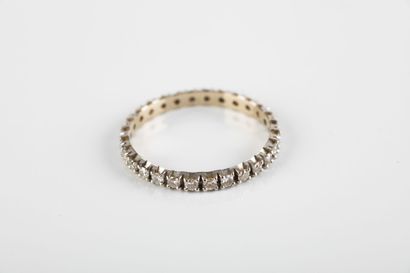 White gold wedding band set with a full round...