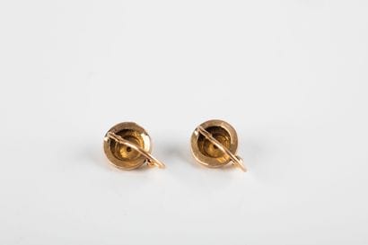 Pair of yellow gold circular sleeper earrings,...