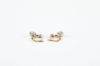 Pair of gold and platinum sleeper earrings...