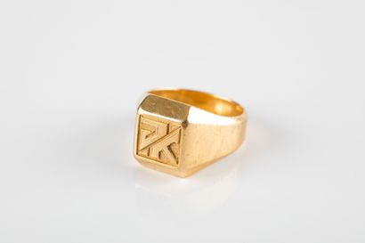Massive gold signet ring monogrammed 