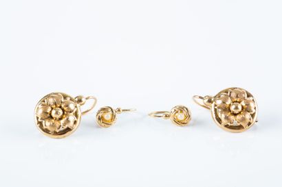 Pair of earrings featuring a floral motif,...