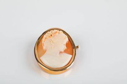Pendant brooch in yellow gold decorated with...