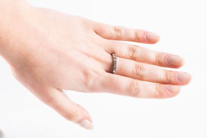 White gold wedding band set with brilliant-cut...