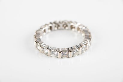 White gold wedding band set with brilliant-cut...