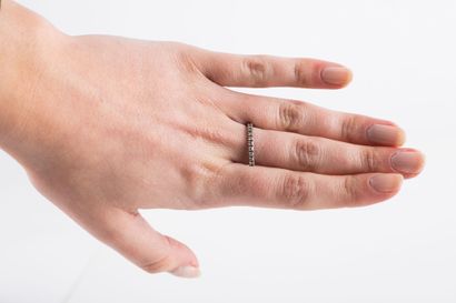 White gold wedding band set with a full round...