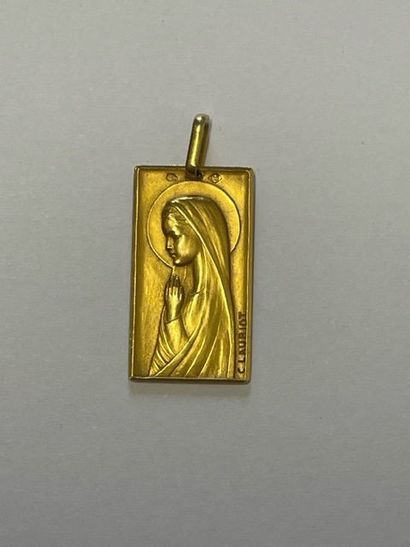 C. LAURIOT Rectangular medal in yellow gold...