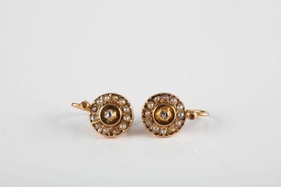 Pair of yellow gold circular sleeper earrings,...