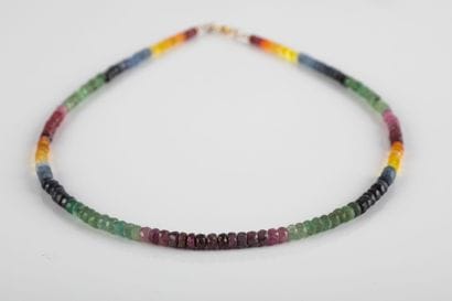 Necklace adorned with a declination of colored...
