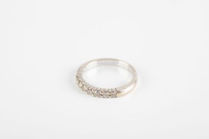 White gold half wedding band set with nine...