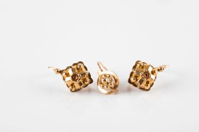 Pair of yellow gold sleeper earrings with...