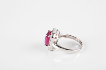 White gold ring set with a certified unheated...
