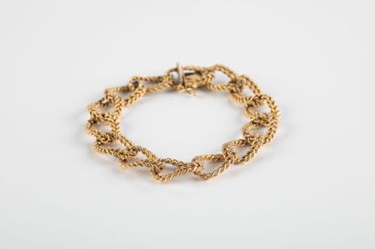 Gold bracelet, double curb chain twisted....