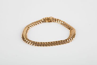 Bracelet double curb chain in yellow gold,...