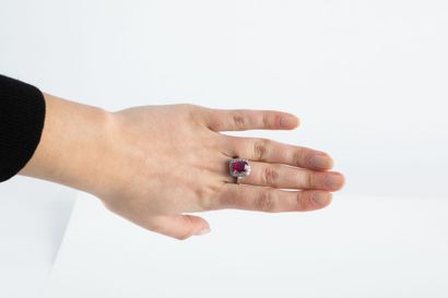 White gold ring set with a certified unheated...