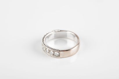White gold wedding band set with ten brilliant-cut...
