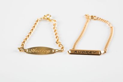 Two gold identity bracelets engraved 
