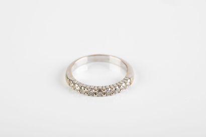 White gold half wedding band set with nine...