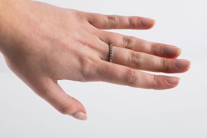White gold half wedding band set with nine...
