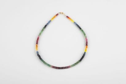 Necklace adorned with a declination of colored...