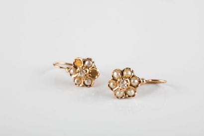 Pair of sleeper earrings featuring a flower...