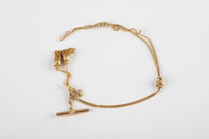 Yellow gold watch chain, double venitian...