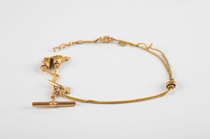 Yellow gold watch chain, double venitian...