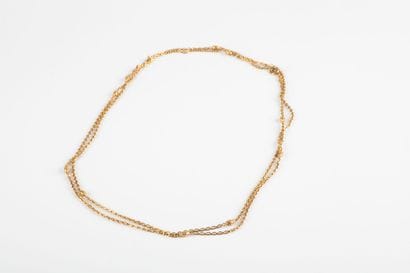 Yellow gold watch chain, round forçat link,...