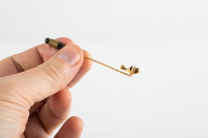 Pin in yellow gold representing a greenhouse...