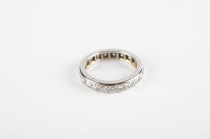 Platinum wedding band set with brilliant-cut...