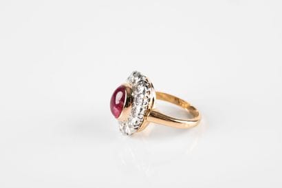 Yellow gold and platinum pompadour ring,...