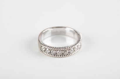 White gold wedding band set with ten brilliant-cut...