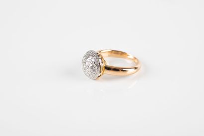 Gold ring set with a half-sphere of brilliant-cut...