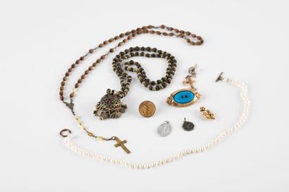Fancy lot including rosary, necklace holding...